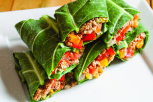 Wrap de Folha de Couve Low Carb